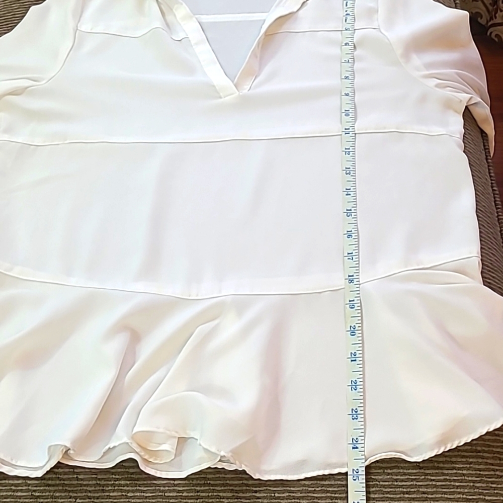 Soft Surroundings Cream Peplum V-Neck Blouse - Picture 11 of 13
